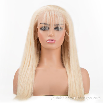 Cuticle Aligned 613# Color Human Hair HD Full Lace Wig 13*4 Inch Transparent Lace Front Wigs Blonde Glueless Virgin Hair Wigs